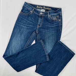 Genuine Harley Davidson Boot Cut Jeans Womens Sz 6 Dark Wash Mid Rise 29x32